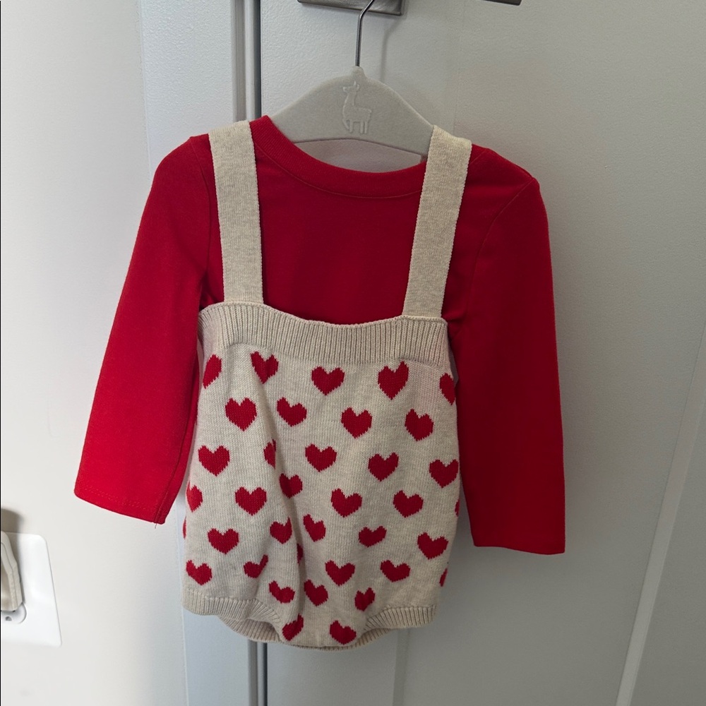 Cat & Jack Red and Cream Heart Jumper Dress